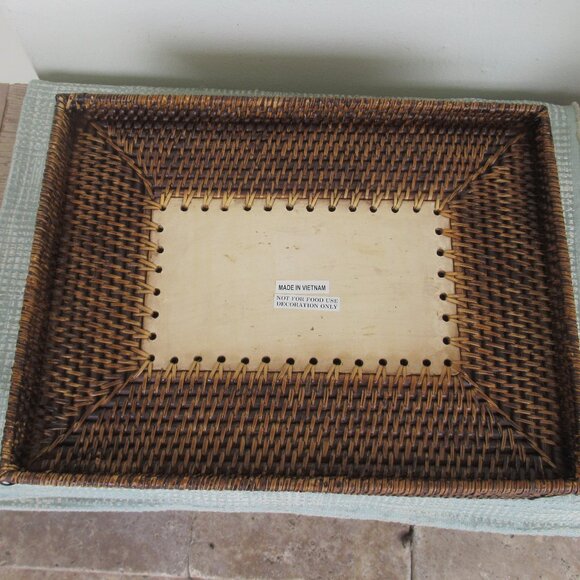 VTG Rattan Decorative LG Box w/ Lid and drawing ,Rectangular Woven for Display - Picture 7 of 16